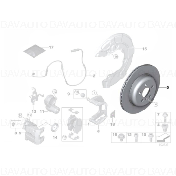 34206898494 - Disc frana ventilat, punte spate, dreapta, Ø370mm - BMW X5 G05 G18, X6 G06, X7 G07 - Original BMW Group - Ba…