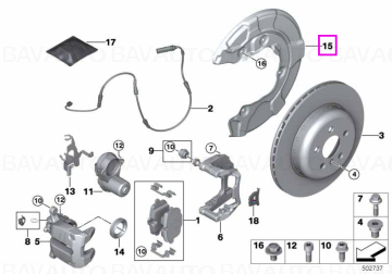 34206899153 - Protectie disc frana spate, stanga - BMW Seria 5 G30 G31 G38 G60 G61 G68, Seria 6 G32 GT, Seria 7 G11 G12 G7…