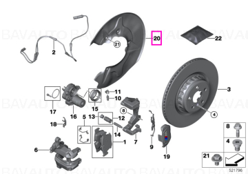 34206899154 - Protectie disc frana spate, dreapta - BMW Seria 5 G30 G31 G38 G60 G61 G68, Seria 6 G32 GT, Seria 7 G11 G12 G…