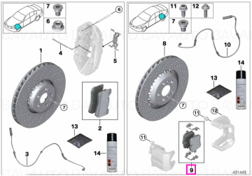 34207884979 - Set placute frana, punte spate - BMW Seria 2 G87M2, Seria 3 G80M3 G81M3, Seria 4 G82M4 G83M4 - Original BMW