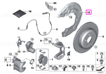 34208093731 - Protectie disc frana, punte spate, stanga - BMW Seria 2 G87M2, Seria 3 G80M3 G81M3, Seria 4 G82M4 G83M4 - Or…