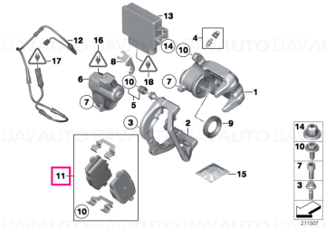 34212284389 - Set placute frana, punte spate, M Performance - BMW Seria 5 M5 F10, Seria 6 M6 F06 F12 F13 - Original BMW