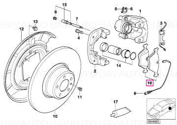 34216761248 - Set placute frana, punte spate, fara azbest - BMW Seria 3 E46, Seria 5 E39, Seria 7 E38, X5 E53, Z4 E85 E86, Z8 E52 - Original BMW