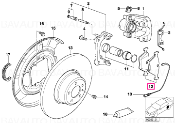 34216761281 - Set placute frana, punte spate - BMW Seria 5 E39 - Original BMW
