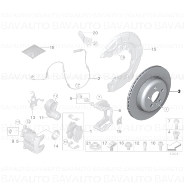 34208853554 - Disc frana ventilat, punte spate, stanga sau dreapta, Ø345mm - BMW Seria 3 G20 G21, Seria 4 G22 G23 G26, Ser…