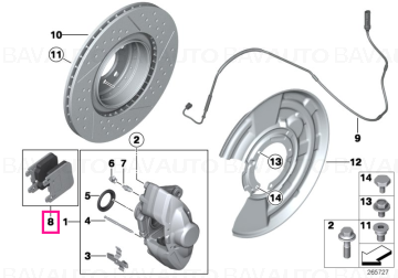 34216887576 - Set placute frana, punte spate - BMW Seria 1 F20 F21, Seria 2 F22 F23, Seria 3 F30 F31 F34, Seria 4 F32 F33 F36 - Original BMW