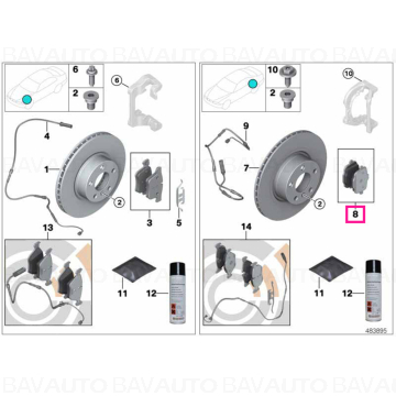 34218847062 - Set placute frana, punte spate - BMW Seria 5 F10 F11 F18, X3 F25, X4 F26, Z4 E89 - Original BMW