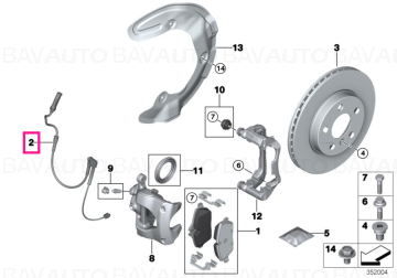 34351543830 - Senzor uzura placute frana, punte fata, stanga - BMW Seria 1 F40 F52, Seria 2 F44 F45 F46, X1 F48 F49, X2 F39 - Original BMW