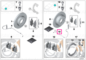 34356789494 - Senzor uzura placute frana, punte spate - BMW Seria 5 E61 - Original BMW