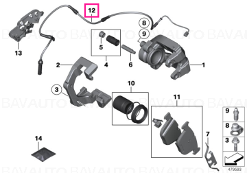 34356791961 - Senzor uzura placute frana, punte spate - BMW Seria 5 F07 - Original BMW