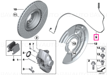 34356792292 - Senzor uzura placute frana, punte spate - BMW Seria 1 F20 F21, Seria 2 F22 F23 F87, Seria 3 F30 F31 F34 F35 F80, Seria 4 F32 F33 F36 F82 F83 - Original BMW