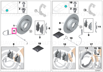 34356792559 - Senzor uzura placute frana, punte fata - BMW Seria 1 E81 E82 E87 E88, Seria 3 E90 E91 E92 E93 - Original BMW