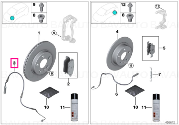 34356890788 - Senzor uzura placute frana, punte fata - BMW Seria 5 F90M5 G30 G31 G38, Seria 6 G32 GT, Seria 7 G11 G12, Seria 8 F91M8 F92M8 F93M8 G14 G15 G16 - Original BMW