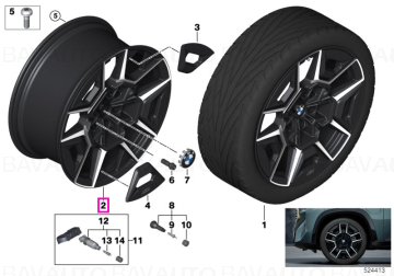  Janta din aliaj usor - M Performance Double Spoke 922M - Negru/Rosu (Black/Toronto Red) - 11JX22 H2 ET44 - BMW XM G09 - Punte spate