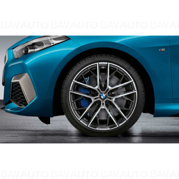 36115A143D2 - Set roți complete de vară - M Performance Double Spoke 555M (bright turned, flow forming) cu anvelopa Bridgestone Potenza S005 - 235/35R19 91Y XL - BMW Seria 1/2 F40/F44