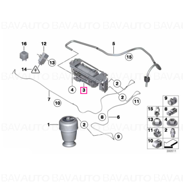 37206875176 - Compresor aer suspensie BMW Seria 5 F07 F11; Seria 7 F01 F02 F04 - Original BMW