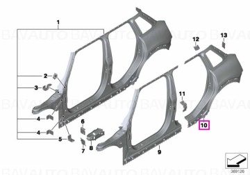 41007408812 - Right rear side panel - BMW - Mini - Mini 5 Usi F55 - de la 01.07.2014 - Original BMW - Mini Group - BavAUTO