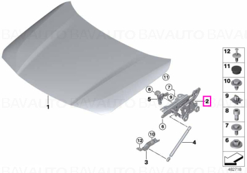 41007427126 - Right engine hood hinge - BMW - X2 F39, X1 F48 - de la 01.07.2015 - Original BMW Group - BavAUTO