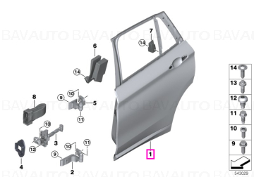 41007461352 - Door, rear right - BMW - X1 F48, X1 F48 LCI - de la 01.07.2015 - Original BMW Group - BavAUTO