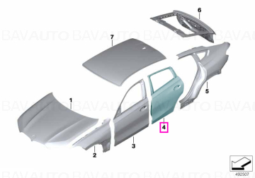 41008497452 - Door, rear right - BMW - X6 G06 - de la 01.08.2019 - Original BMW Group - BavAUTO