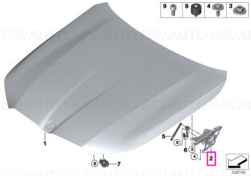 41009629222 - Balama capota motor, dreapta - BMW Seria 5 G60 G61 G68 G90 G99 M5, Seria 7 G70	 - Original BMW