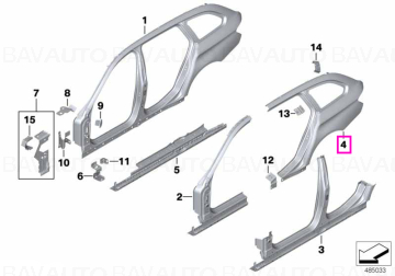 41217240517 - Left rear side panel - BMW - Seria 5 F11, Seria 5 F11 LCI - de la 01.06.2010 - Original BMW Group - BavAUTO