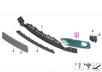 51117443808 - Grille, partly closed, right URBAN - BMW - Seria 1 F20 LCI, Seria 1 F21 LCI - de la 02.03.2015 - Original BM…