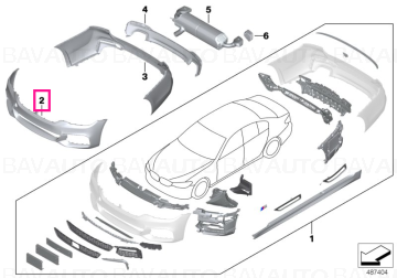51118069072 - Trim cover, bumper, primed, front -M- - BMW - Seria 5 G30, Seria 5 G31 - de la 01.11.2016 - Original BMW Gro…