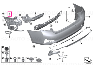 51127427995 - Suport bara protectie spate, stanga - BMW Seria 3 G21 - Original BMW
