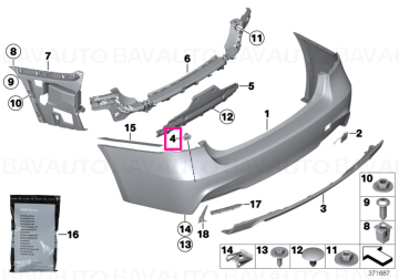 51128069815 - Set, mounting, PDC/PMA sensor, rear M-P - BMW - Seria 3 F30, Seria 3 F30 LCI - de la 02.11.2011 - Original B…