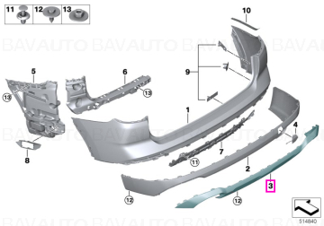 Ornament inferior bara protectie spate, finisaj crom satinat - BMW X3 G01 LCI, X4 G02 LCI