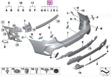 Set montaj senzori PDC/PMA, bara spate, M - BMW Seria 4 G22, G23