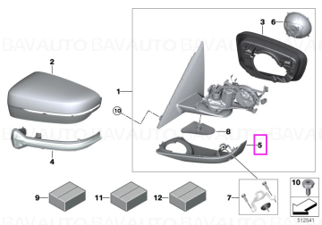 Ornament inferior oglinda laterala, stanga - BMW Seria 5 G30 G31 G38