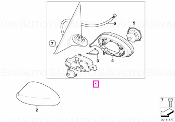 51167282048 - Outside mirror heated with memory,right SHADOWLINE - BMW - Seria 1 E81, Seria 1 E82 - de la 01.03.2007 - Ori…