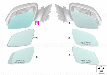 Geam asferic oglinda exterioara stanga, cu incalzire, wide-angle - BMW Seria 1 F20 F21, Seria 2 F22 F23 F87 M2, Seria 3 F30 F31 F34 F35, Seria 4 F32 F33 F36