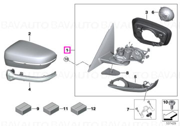 51167485264 - Heated outside mirror, memory bus, right SHADOW-LINE - BMW - Seria 5 G30, Seria 5 G31 - de la 01.11.2016 - O…