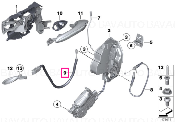 51217175652 - Bowden cable, door opener, front - Original BMW