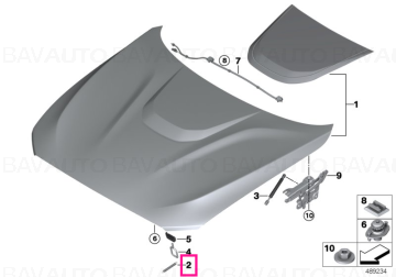 51232462098 - Lifting spring hood latch, lower section - BMW - Seria 1 F20, Seria 1 F20 LCI - de la 01.07.2011 - Original …