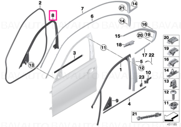 51337323509 - Cheder interior geam usa, stanga fata, TOP HIFI - BMW Seria 3 F30 F31 F35 F80M3 - Original BMW