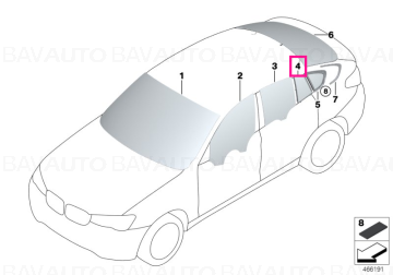 51357335510 - Side window fixed, green rear right - Original BMW