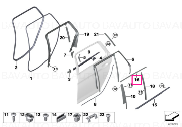 51357390163 - Window frame cover, rear left door ALU SATINIERT - Original BMW
