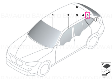 51372993822 - Side window, green, rear, right - Original BMW