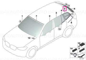 51377410063 - Side window, rigid, rear left SSG - BMW - X3 F97, X3 G01 - de la 01.08.2017 - Original BMW Group - BavAUTO