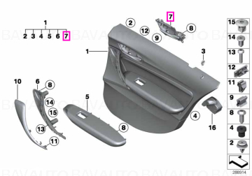 51417240412 - Door handle inner right - BMW - Seria 1 F20, Seria 1 F20 LCI - de la 01.07.2011 - Original BMW Group - BavAUTO