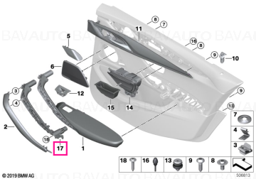 51427450163 - Carrier, door pull, left ELFENBEINWEISS - Original BMW