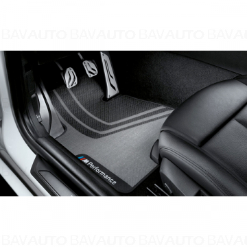 51472407303 - Set covorase fata "BMW M Performance", Textil/Cauciuc, Negru/Gri - BMW Seria 3 F30 F31 F80M3, Seria 4 F36 - Original BMW M Performance