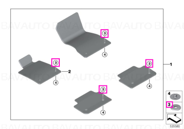51475A439F6 - Element superior fixare/prindere covoras - BMW Seria 5 G60 G61 G68 G90 G99 M5, X3 G45 - Original BMW