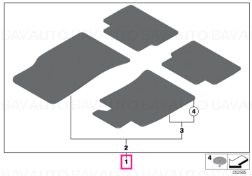 51477324845 - Set, floor mats, velours, seam,rosenholz CARBON BLACK - Original BMW