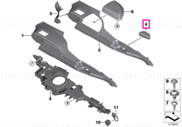 51477325806 - Trim, mâner, dreapta (negru) - BMW Seria 3 F34 GT - Original BMW