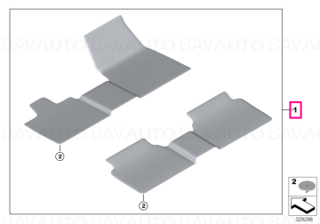 51477380888 - Set, floor mats, full velours CARUMGRAU - Original BMW